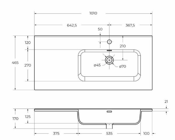Раковина BelBagno BB1000ETL-R